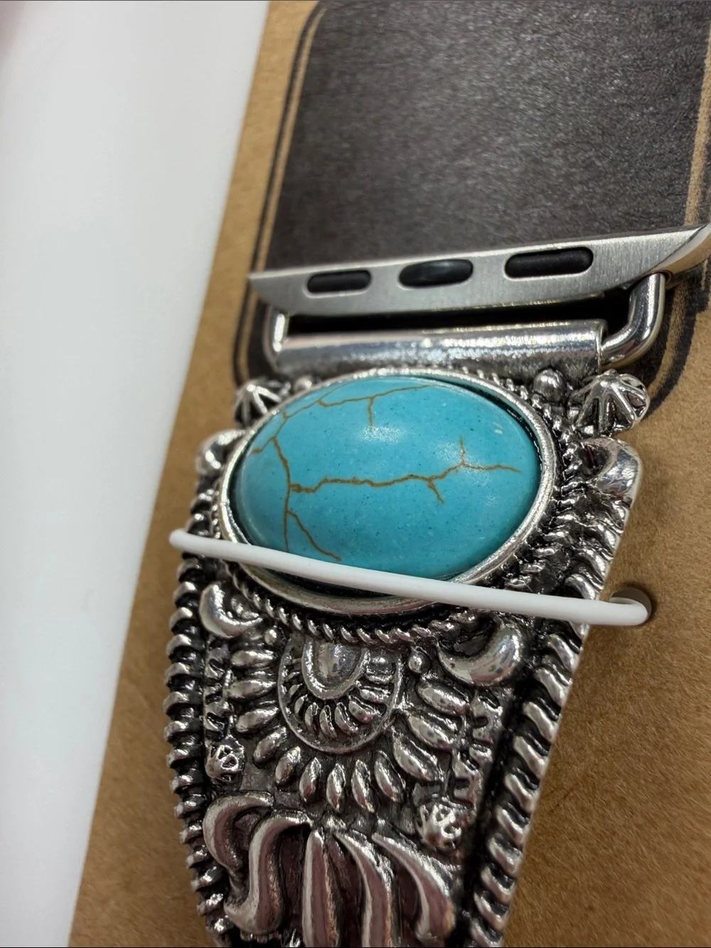 Turquoise Concho Leather Watch Band - Fits 38mm-41mm